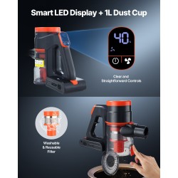 Johdoton varsi-imuri 250 W 40 kPa 2600 mAh akku kaksinkertainen suodatus