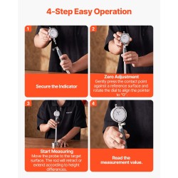 Mittasarja kellomittarilla ja sylinterimittarilla alumiinirunko 50,8–152,4 mm 0,03 mm tarkkuus