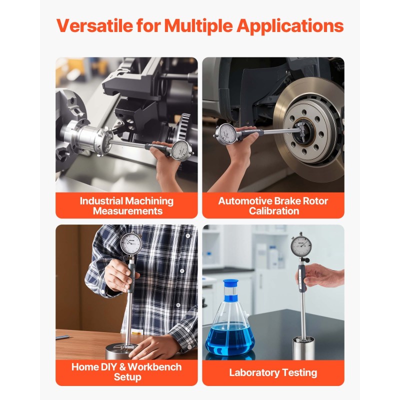 Mittasarja kellomittarilla ja sylinterimittarilla alumiinirunko 50,8–152,4 mm 0,03 mm tarkkuus