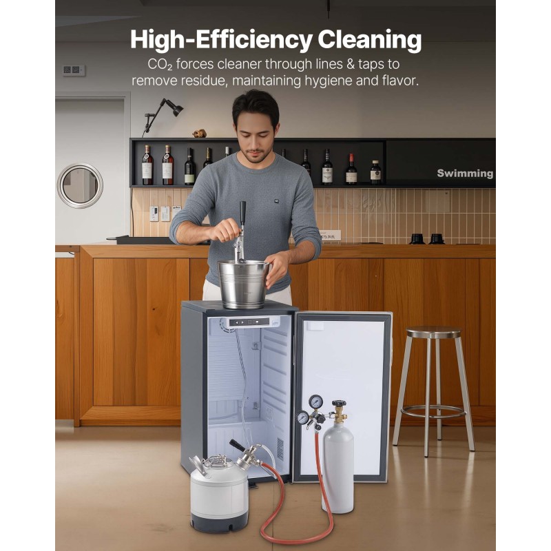 Puhdistustynnyri 6,5 l ruostumaton teräs olutlinjoille D-tyypin liittimellä