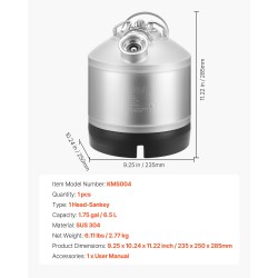 Puhdistustynnyri 6,5 l ruostumaton teräs olutlinjoille D-tyypin liittimellä