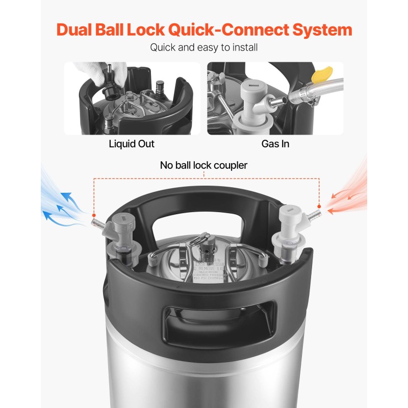 Kegit ruostumattomasta teräksestä 19 l 2 kpl pikaliittimillä kotioluelle