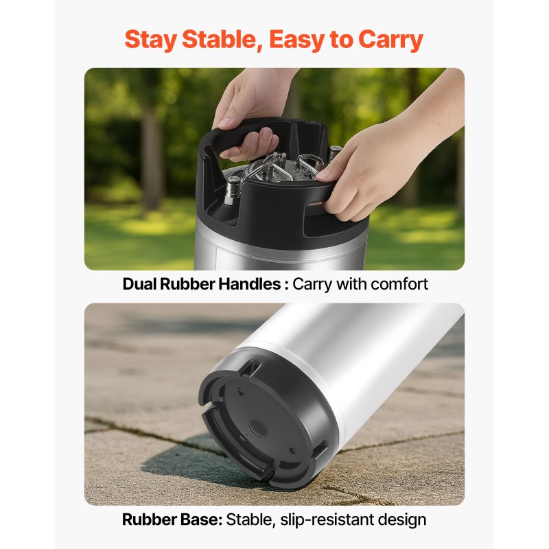 Kegit ruostumattomasta teräksestä 19 l 2 kpl pikaliittimillä kotioluelle