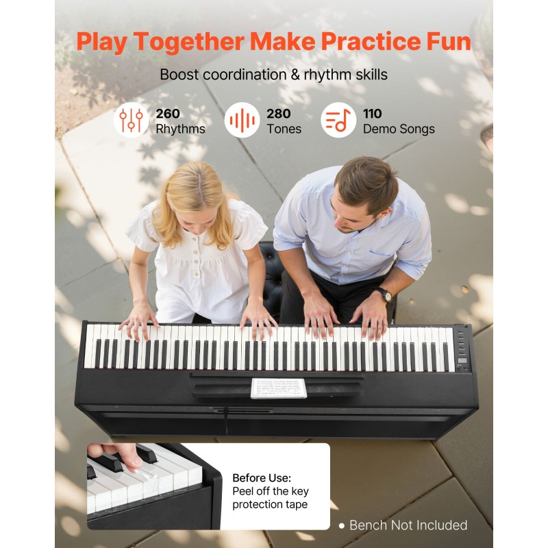 Digitaalinen piano 88 koskettimella täysin painotettu langaton MIDI-tuki