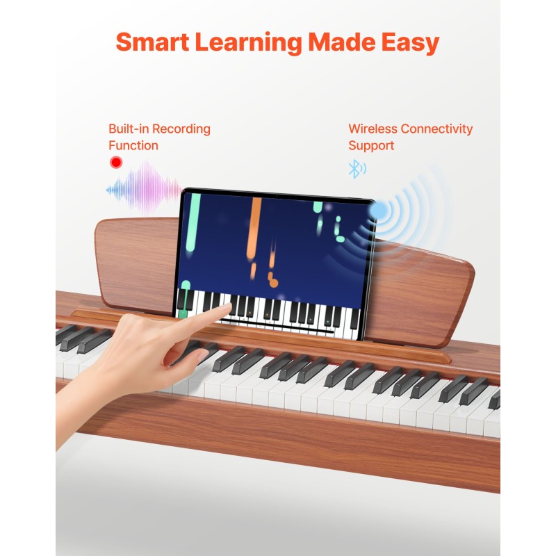 Digitaalipiano täysin painotettu 88-koskettiminen 280 ääntä langaton MIDI-tuki kaksoiskaiuttimet kolmoispoljin