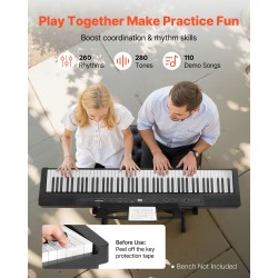 88-koskettiminen täysin painotettu digitaalipiano 280 äänellä Bluetoothilla ja MIDI-tuella