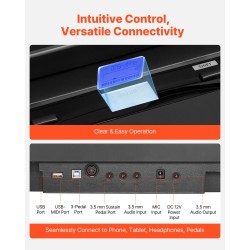 88-koskettiminen täysin painotettu digitaalipiano 280 äänellä Bluetoothilla ja MIDI-tuella