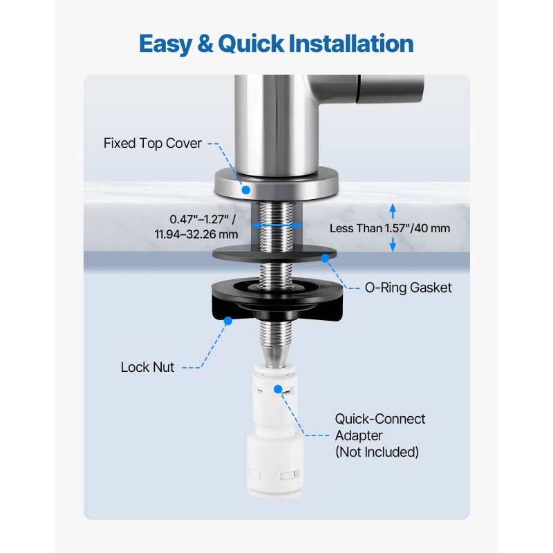 Juomavesihana lyijytön 304-ruostumaton teräs harjattu nikkeli 360 asteen kääntyvä