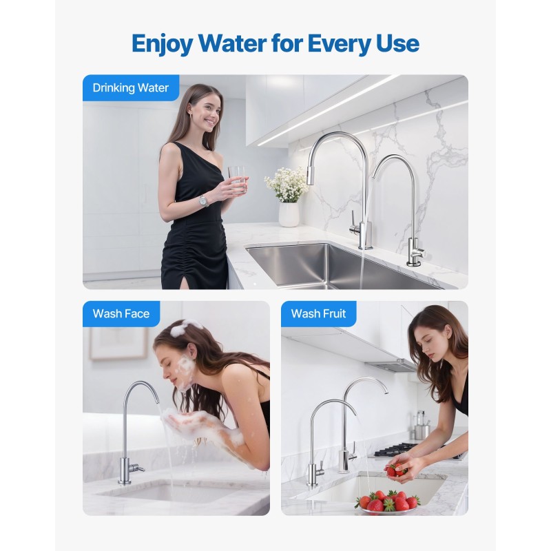 Juomavesihana lyijytön 304-ruostumaton teräs harjattu nikkeli 360 asteen kääntyvä