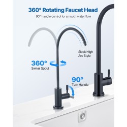 Juomavesihana ruostumatonta terästä lyijytön mattamusta kääntyvällä juoksuputkella käänteisosmoosille yhteensopiva