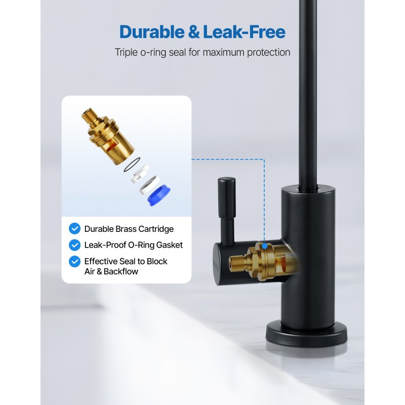 Juomavesihana ruostumatonta terästä lyijytön mattamusta kääntyvällä juoksuputkella käänteisosmoosille yhteensopiva