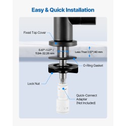Juomavesihana ruostumatonta terästä lyijytön mattamusta kääntyvällä juoksuputkella käänteisosmoosille yhteensopiva