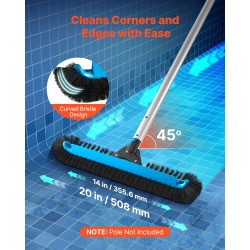 Allasharja 500 mm leveä nylonharjakset alumiininen liitin 1,25 tuuman varteen