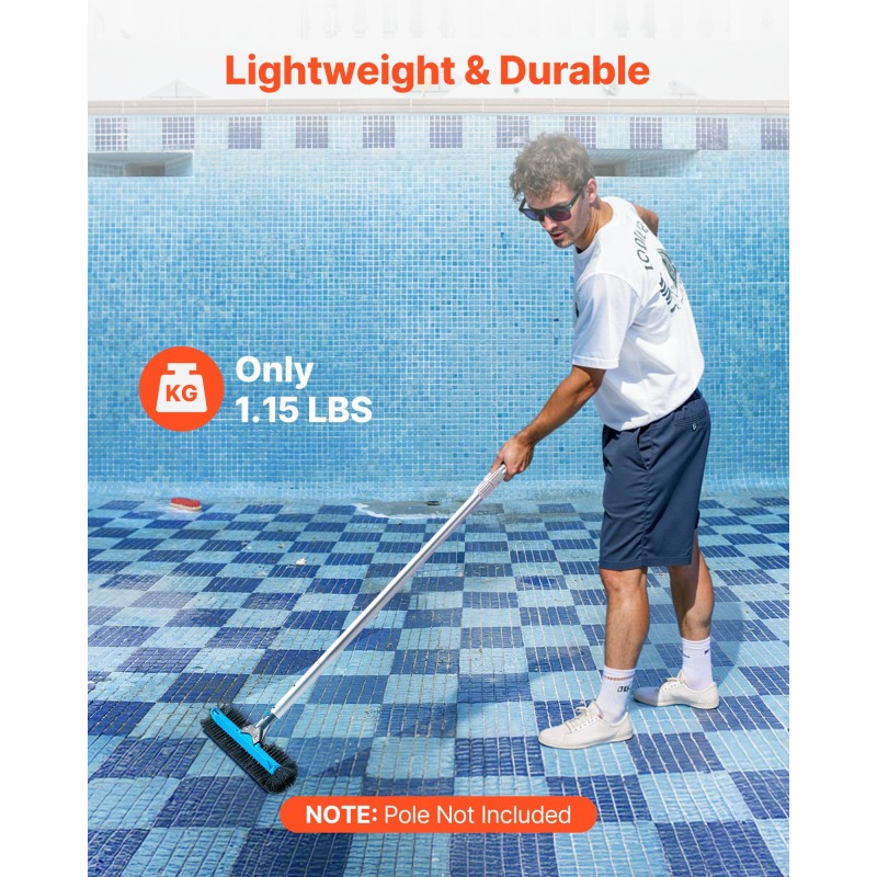 Allasharja 500 mm leveä nylonharjakset alumiininen liitin 1,25 tuuman varteen