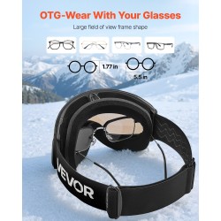 Kehyksettömät laskettelulasit TPU-rungolla sfäärisellä kaksoislinssillä kolmikerroksisella pehmusteella kypäräyhteensopivat