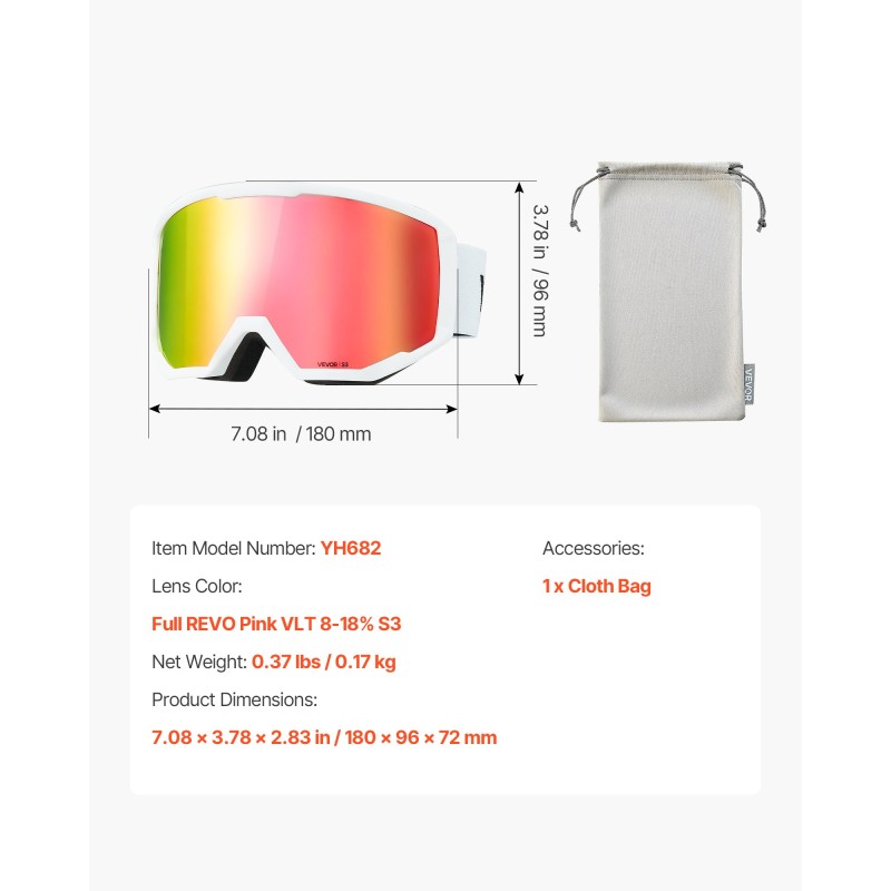 Laskettelulasit sylinterilinssillä pinkki linssi kolmikerroksisella pehmusteella huurteenestolla