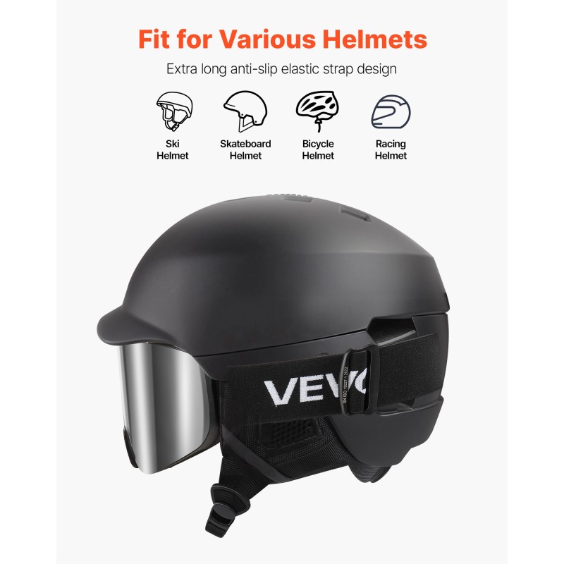 Kehyksettömät laskettelulasit sylinterimäisellä linssillä kolmikerroksisella vaahtomuovilla hopeapeilillä huurtumattomalla