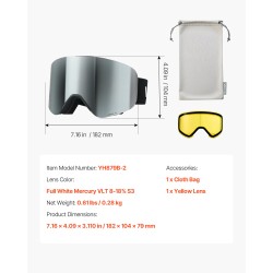 Kehyksettömät laskettelulasit sylinterimäisellä linssillä kolmikerroksisella vaahtomuovilla hopeapeilillä huurtumattomalla