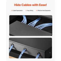 Räkkivetolaatikko 2U 19 tuuman 482 mm leveä lukittava hiiliteräksinen 3 kaapeliaukkoa