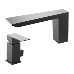 Kylpyammehana mattamusta ruostumaton teräs 3 reikäinen reuna asennus yhden vivun vesiputousvirtaus