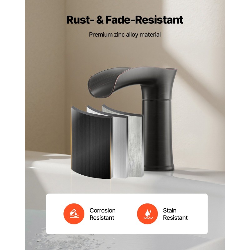 Ammehana ruostumatonta terästä roomalaistyylinen öljytty pronssiviimeistely 3-reikäinen kaksikahvainen