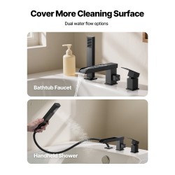 Roomalainen ammehana ruostumattomasta teräksestä mattamusta 3-reikäinen yhdellä vivulla käsisuihkulla