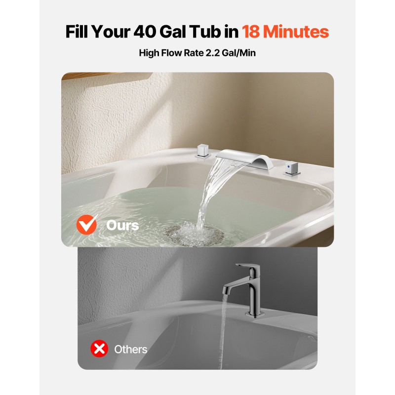 Kylpyammehana ruostumaton teräs 3-reikäinen kannenasennus hopeanvärinen kaksi vipua