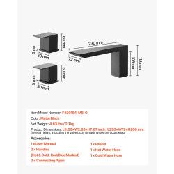 Ammeen reunalle asennettava vesiputoushana ruostumaton teräs mattamusta kaksikahvainen kolmireikäinen