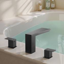 Ammeen reunalle asennettava vesiputoushana ruostumaton teräs mattamusta kaksikahvainen kolmireikäinen