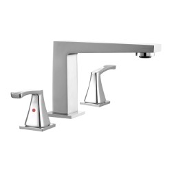 Kylpyammehana ruostumaton teräs kolmireikäinen reuna asennus kulmikas juoksuputki kaksi kahvaa hopeanvärinen