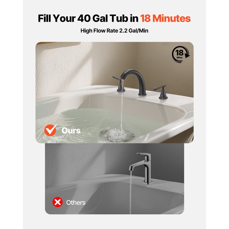 Roomalainen 3-reikäinen ruostumaton teräs kylpyammehana pronssiviimeistely kaksikahvainen