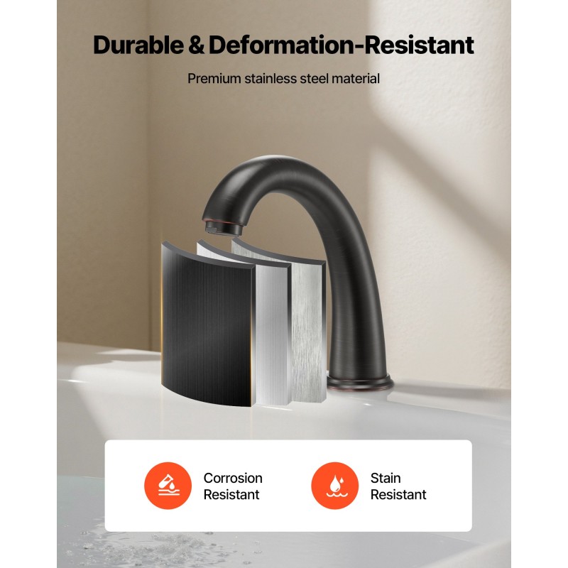 Roomalainen 3-reikäinen ruostumaton teräs kylpyammehana pronssiviimeistely kaksikahvainen