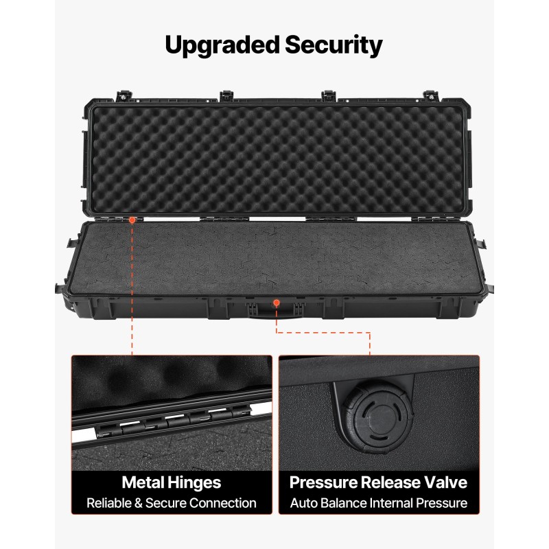 Kovakotelo pitkille aseille PP 134x42,5x18cm IP67 lukittava XPE-vaimennus