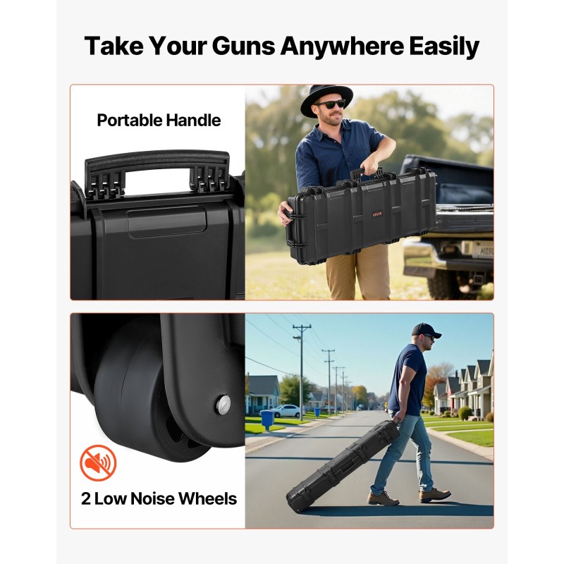 Kovakotelo pitkille aseille PP runko PU vaahto IP67 sisämitat 102x33 cm