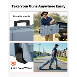 Kova PP-kuorinen aseen kuljetuslaukku IP67-vesitiivis pyörillä 1066 mm