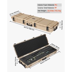 Kova PP-muovinen kiväärilaukku 139x43x19 cm veden ja pölynpitävä