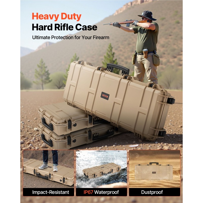 Kovakotelo PP-muovinen pitkille aseille IP67 vaahtomuovi pyörillä lukittava