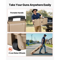 Kovakotelo PP-muovinen pitkille aseille IP67 vaahtomuovi pyörillä lukittava