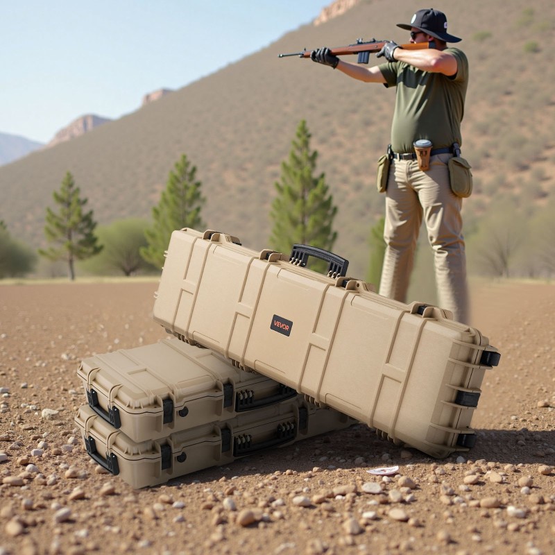 Kova lukittava asepussi polypropeenikuori 138 cm pitkä IP67-suojattu