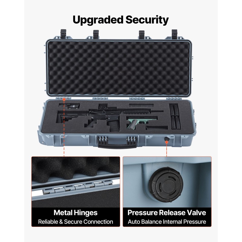 Lukittava PP-kovakotelo pitkille aseille IP67 4 kerrosta vaahtomuovia 97,8x42x17,3 cm