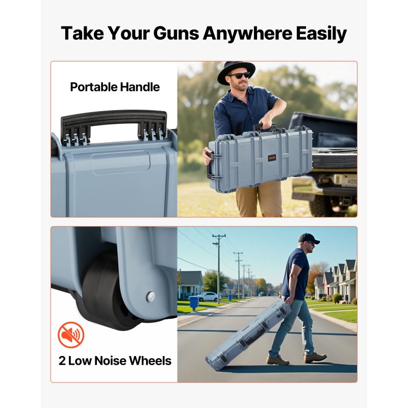 Lukittava PP-kovakotelo pitkille aseille IP67 4 kerrosta vaahtomuovia 97,8x42x17,3 cm