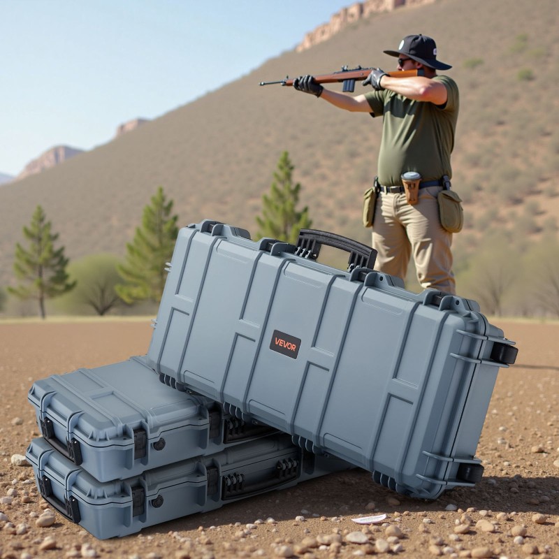 Lukittava PP-kovakotelo pitkille aseille IP67 4 kerrosta vaahtomuovia 97,8x42x17,3 cm