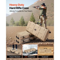 Kova kiväärilaukku PP-kuori IP67-vesi- ja pölytiivis esileikatut vaahtomuovit pyörillä ja kahvoilla