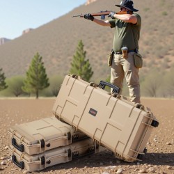 Kova kiväärilaukku PP-kuori IP67-vesi- ja pölytiivis esileikatut vaahtomuovit pyörillä ja kahvoilla