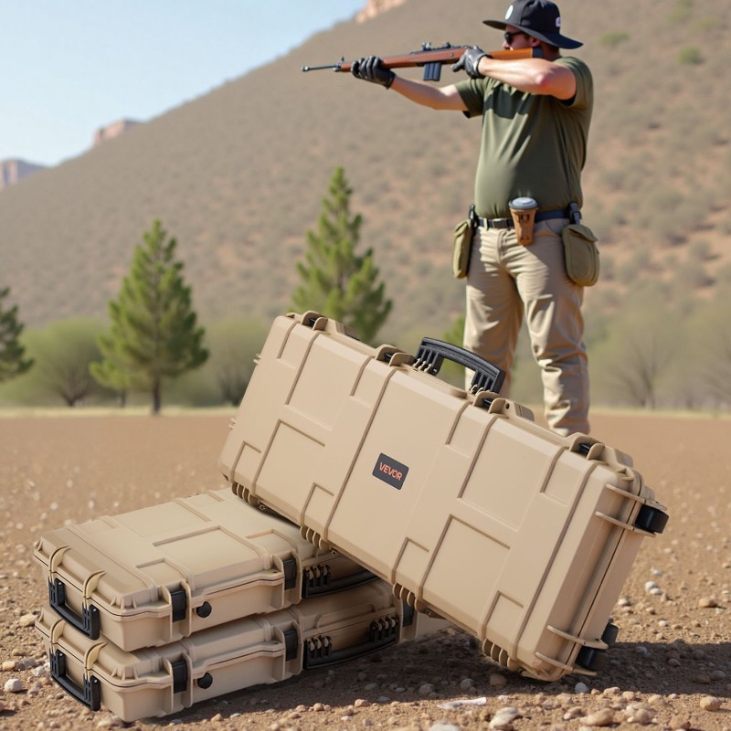 Kova kiväärilaukku PP-kuori IP67-vesi- ja pölytiivis esileikatut vaahtomuovit pyörillä ja kahvoilla