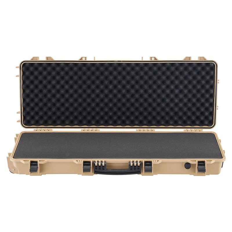 Kova kiväärilaukku PP-kuori IP67-vesi- ja pölytiivis esileikatut vaahtomuovit pyörillä ja kahvoilla