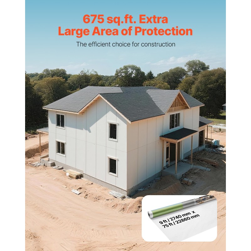 Höyrynsulkutalopeite polyeteenikalvo ja kudottu kangas 2,74 x 22,86 m 62,7 m²