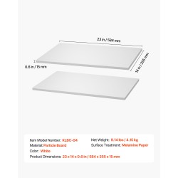 Melamiinipintaiset lastulevyhyllyt 584×355×15 mm 2 kpl valkoiset