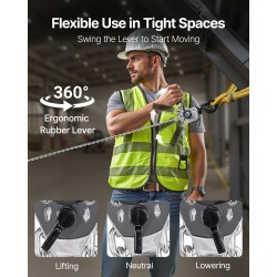 Käsikäyttöinen vipukettinki 500 kg suurilujuuksinen seosteräsketju teräsrakenne 3 m nostokorkeus kaksitoiminen jarru