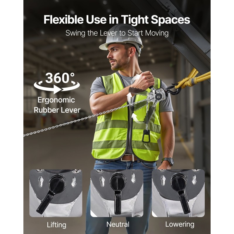 Käsikäyttöinen vipuketjunostin 250 kg 1,5 m G80 seosteräsketju mekaaninen jarru